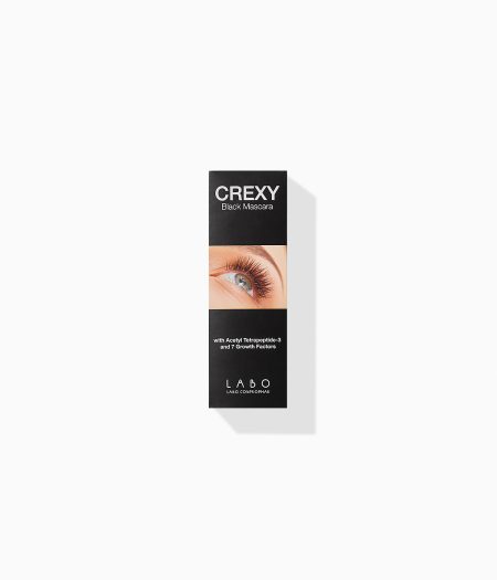Front view of the Crexy Black Mascara product box.